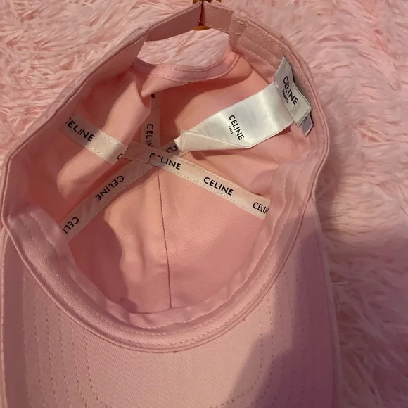 Celine Light Pink Baseball Cap with Cream Logo - Women - Picture 2 of 2